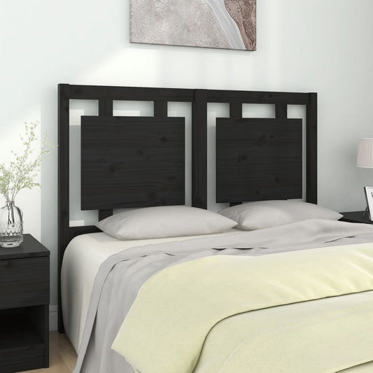 Bed Headboard | Black | Solid pine wood | Standard | Decorative Inlays
