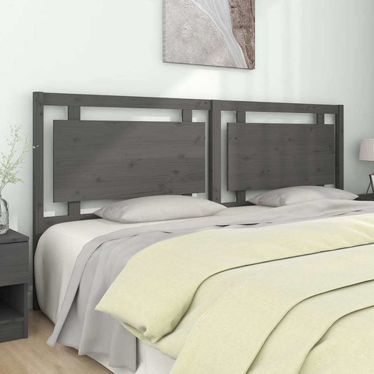 Bed Headboard | Grey | Solid Pine Wood | 205.5 cm wide