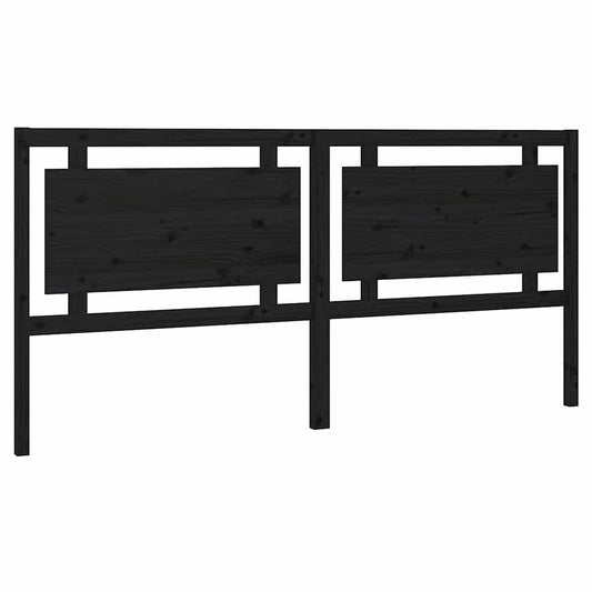 Bed Headboard | Black | Solid Pine Wood | 205.5 cm Wide