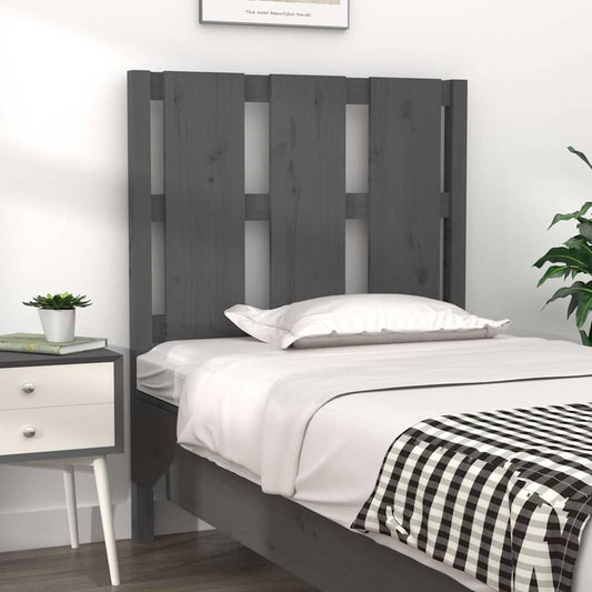 Bed Headboard | Grey | Solid Pine Wood | Standard | Decorative Inlays
