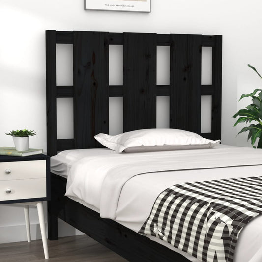 Bed Headboard | Black | Solid pine wood | 95.5 x 4 x 100 cm