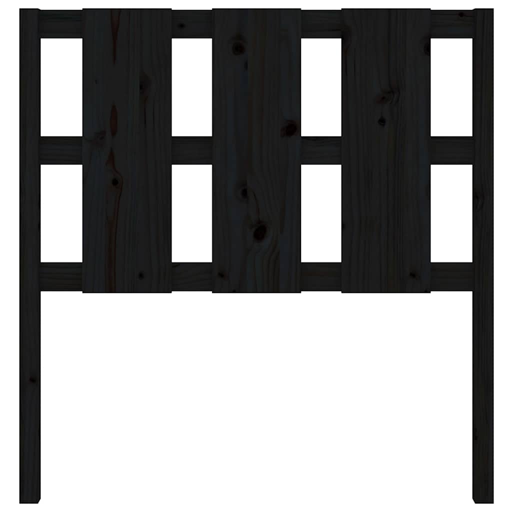Bed Headboard | Black | Solid Pine Wood | Medium | Decorative Inlays