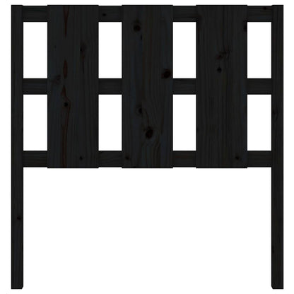 Bed Headboard | Black | Solid Pine Wood | Medium | Decorative Inlays