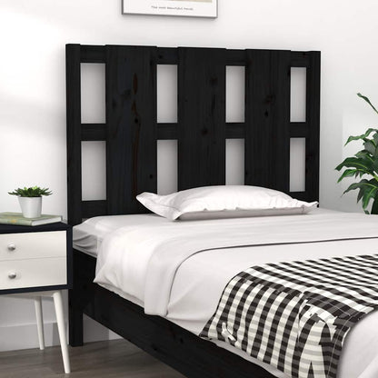 Bed Headboard | Black | Solid Pine Wood | Medium | Decorative Inlays