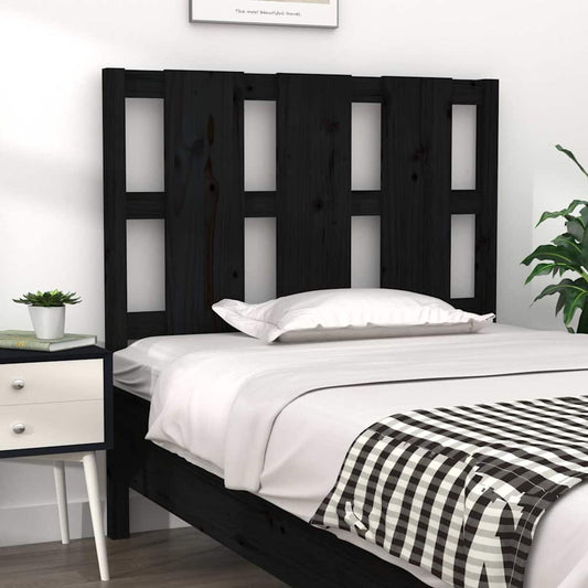 Bed Headboard Black 105.5x4x100 cm Solid Wood Pine