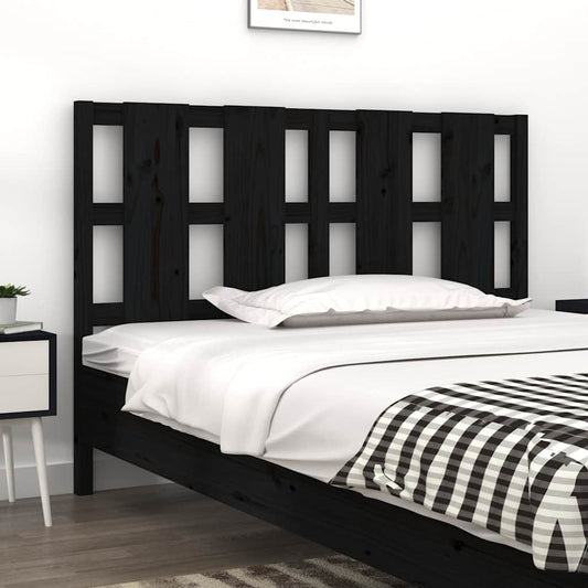 Bed Headboard | Black | Solid Pine Wood | 145.5x4x100 cm | Stylish Look