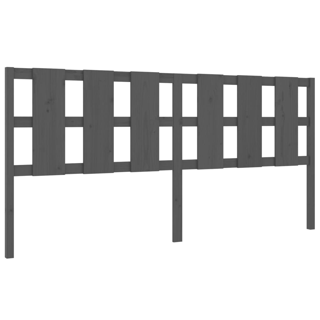 Bed Headboard Grey 205.5x4x100 cm Solid Wood Pine