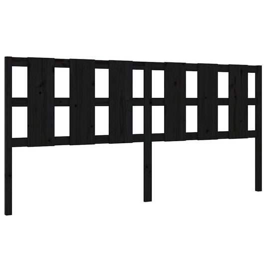 Bed Headboard | Black | Solid pine wood | 205.5 cm wide, 100 cm tall