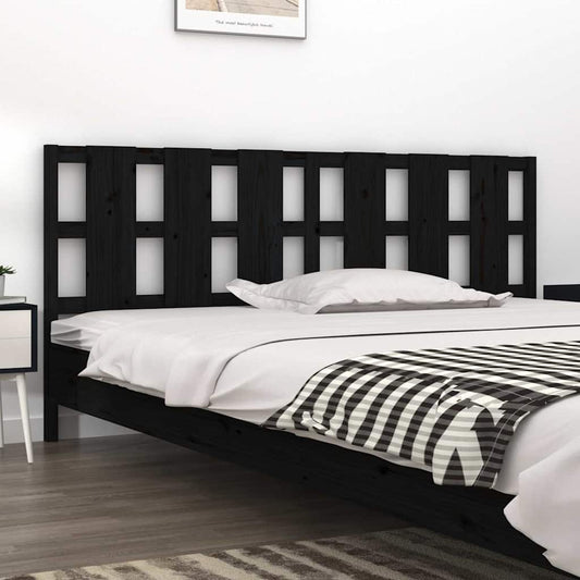 Bed Headboard | Black | Solid pine wood | 205.5 cm wide, 100 cm tall