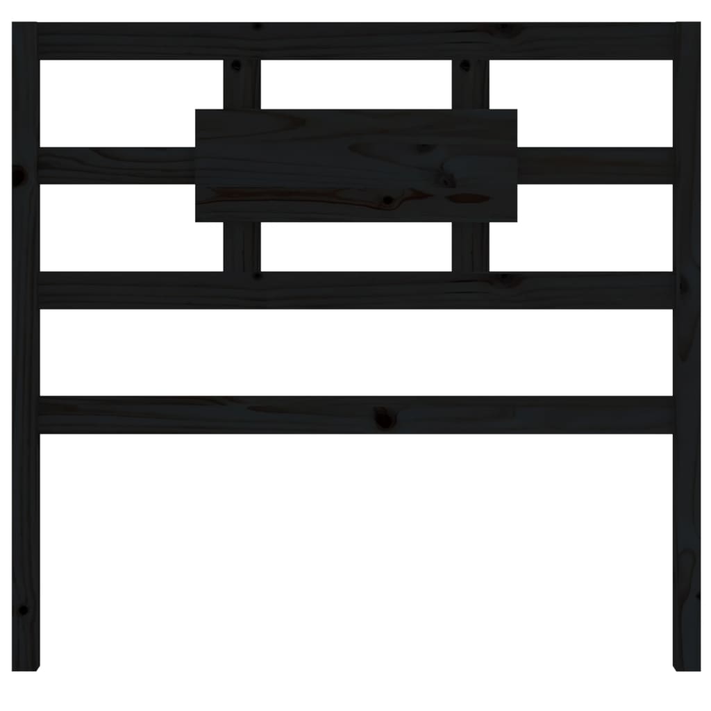 Bed Headboard Black 80.5x4x100 cm Solid Wood Pine