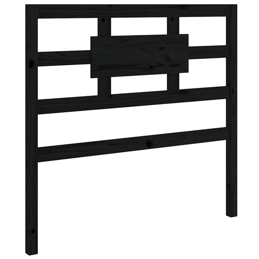 Bed Headboard | Black | Solid Pine Wood | Standard | Decorative Inlays