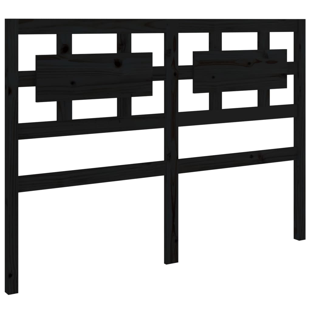 Bed Headboard Black 125.5x4x100 cm Solid Wood Pine