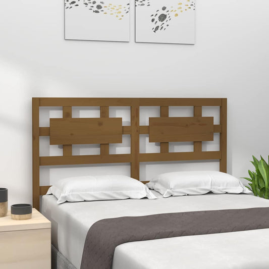 Bed Headboard | Honey brown | Solid pine wood | Decorative Inlays