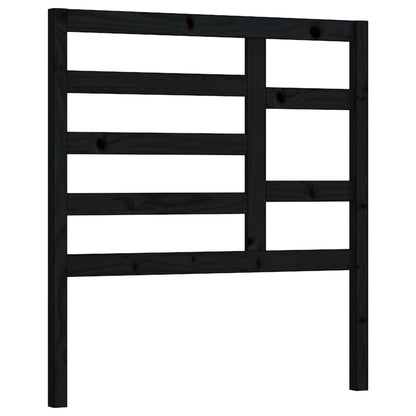 Bed Headboard | Black | Solid Pine Wood | Standard | Decorative Inlays