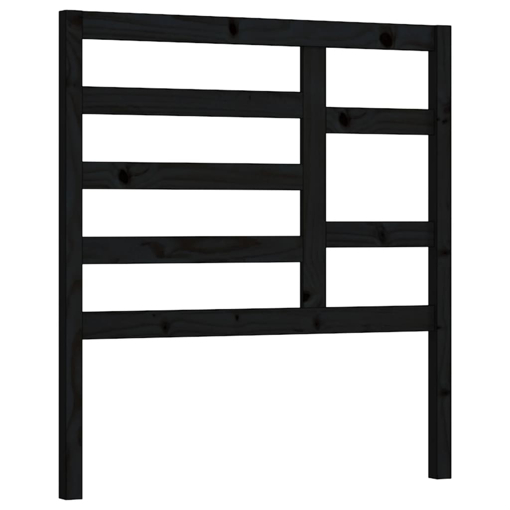 Bed Headboard | Black | Solid Pine Wood | Standard | Decorative Inlays