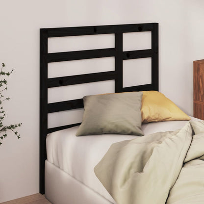 Bed Headboard | Black | Solid Pine Wood | Standard | Decorative Inlays