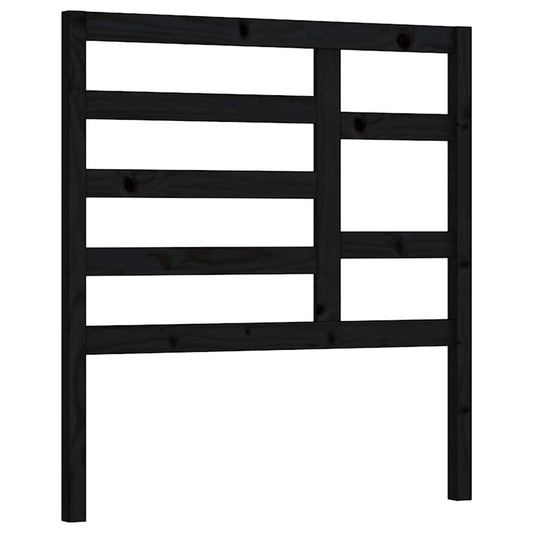 Bed Headboard | Black | Solid Pine Wood | Decorative Inlays | Headboard