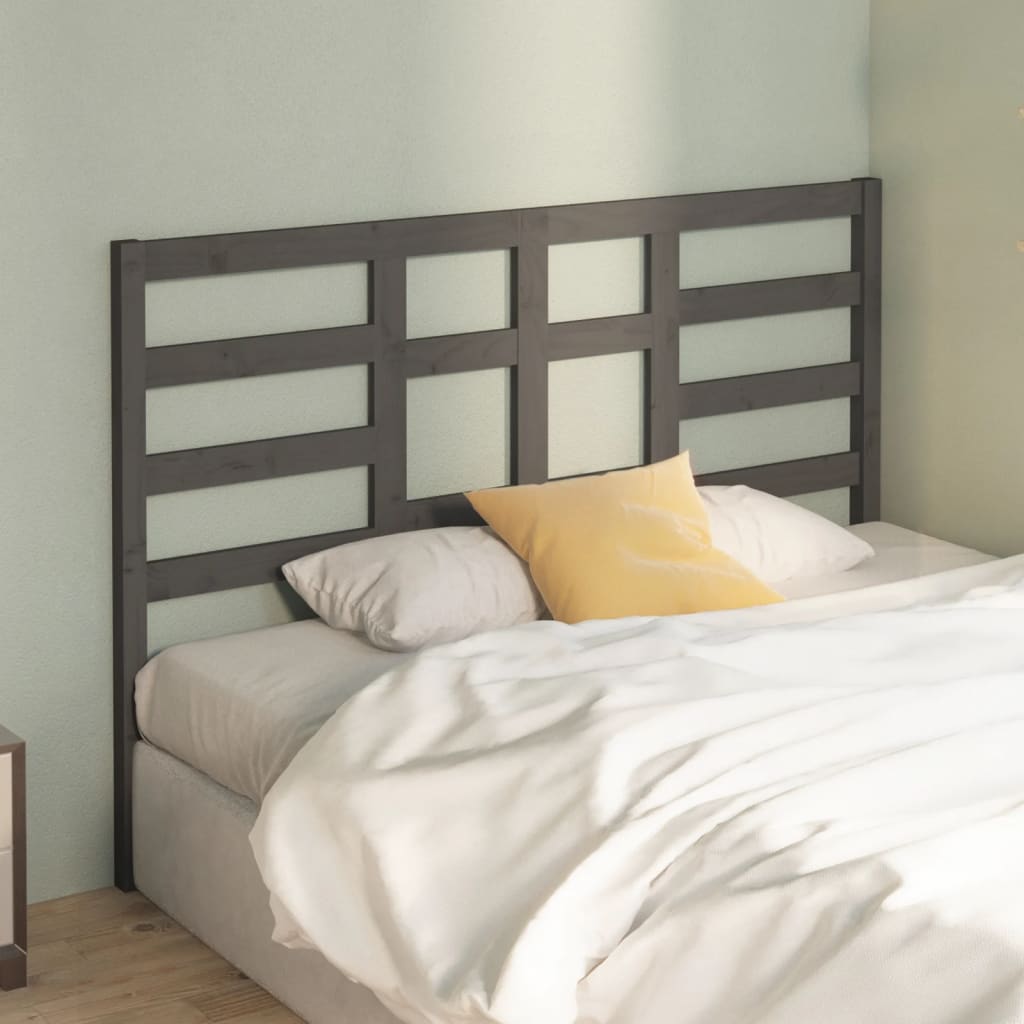 Bed Headboard Grey 126x4x104 cm Solid Wood Pine
