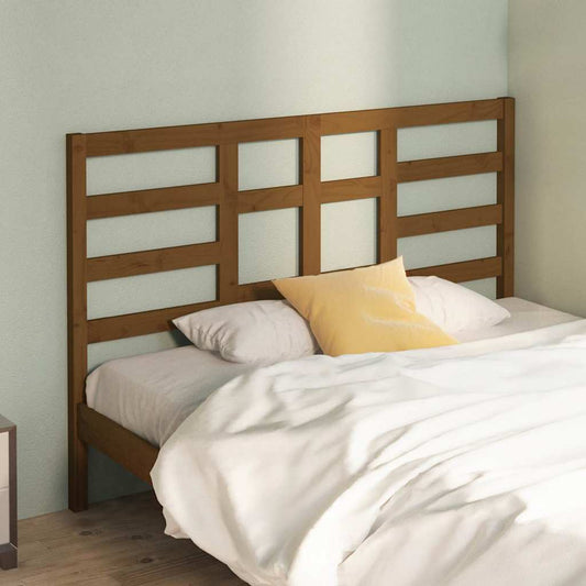 Bed Headboard | Honey brown | Solid pine wood | Decorative Inlays