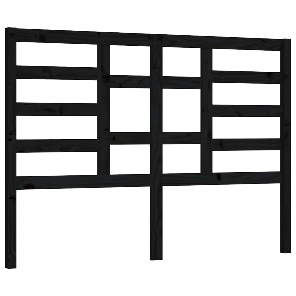 Bed Headboard Black 146x4x104 cm Solid Wood Pine