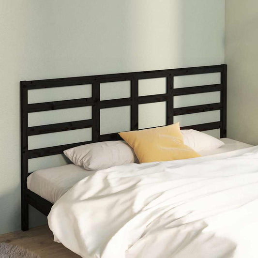 Bed Headboard | Black | Solid pine wood | Standard | Decorative Inlays