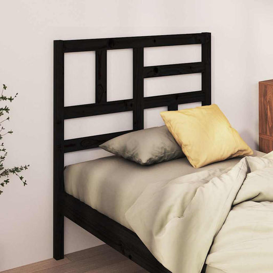 818169 vidaXL Bed Headboard Black 81x4x104 cm Solid Wood Pine