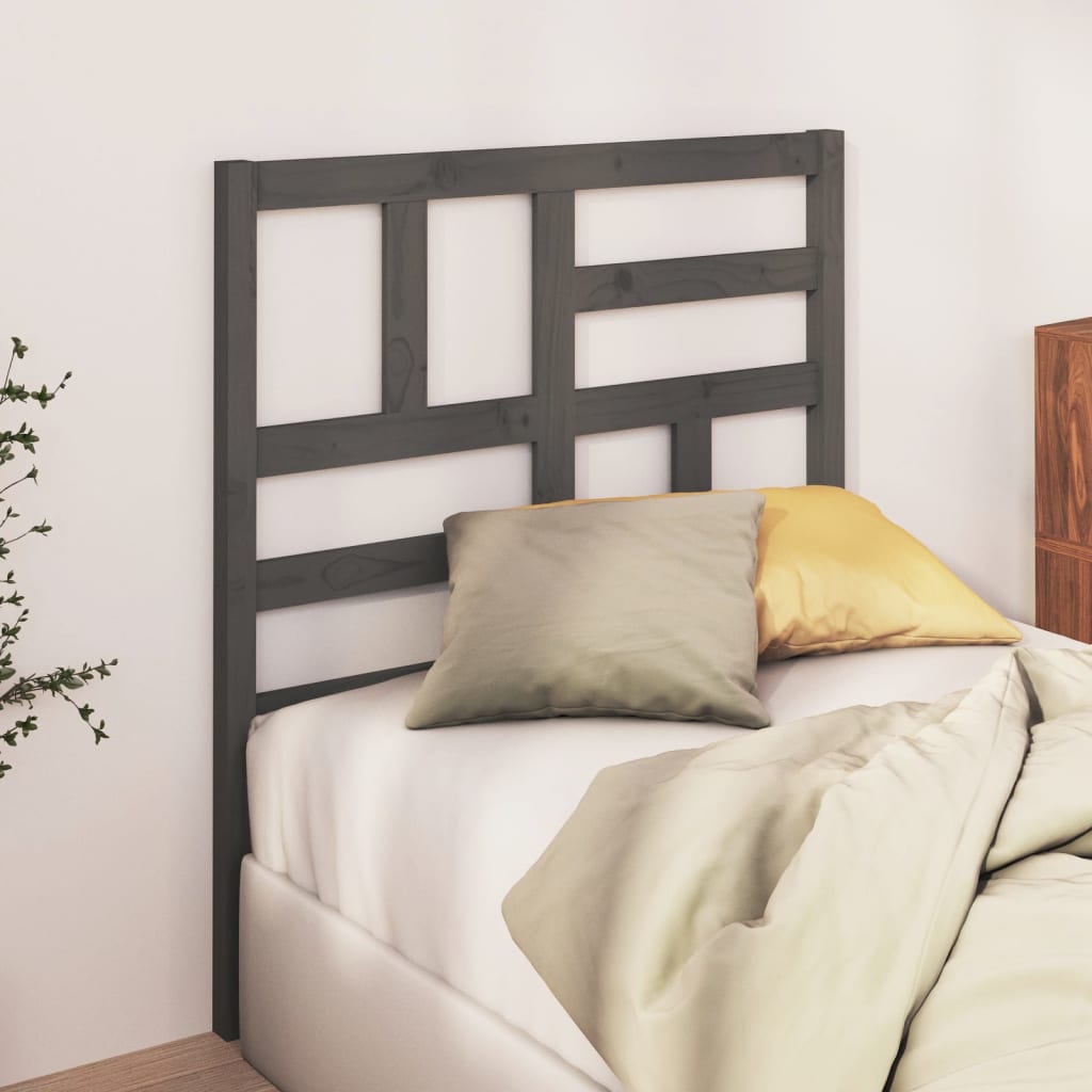 818172 vidaXL Bed Headboard Grey 96x4x104 cm Solid Wood Pine