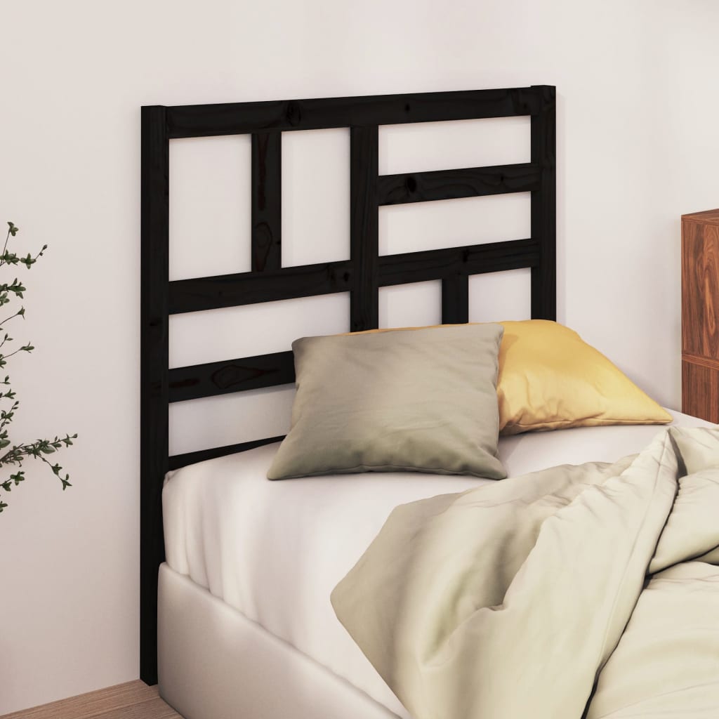 818174 vidaXL Bed Headboard Black 96x4x104 cm Solid Wood Pine