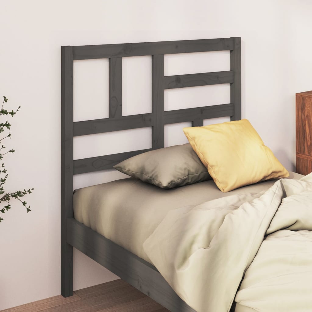 818177 vidaXL Bed Headboard Grey 106x4x104 cm Solid Wood Pine