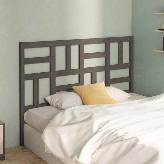 818182 vidaXL Bed Headboard Grey 126x4x104 cm Solid Wood Pine