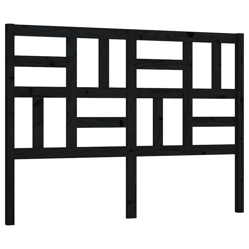 818184 vidaXL Bed Headboard Black 126x4x104 cm Solid Wood Pine