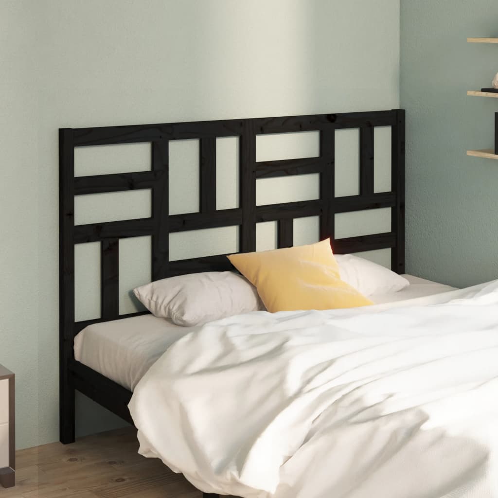 818184 vidaXL Bed Headboard Black 126x4x104 cm Solid Wood Pine