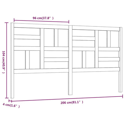 818211 vidaXL Bed Headboard White 206x4x104 cm Solid Wood Pine
