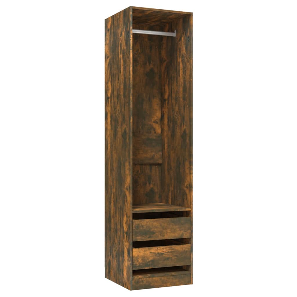 Wardrobe with Drawers Smoked Oak 50x50x200 cm Engineered Wood