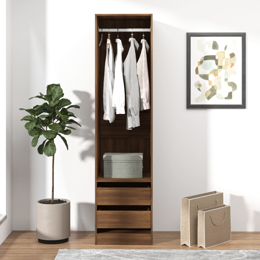 Wardrobe with Drawers Brown Oak 50x50x200 cm Engineered Wood