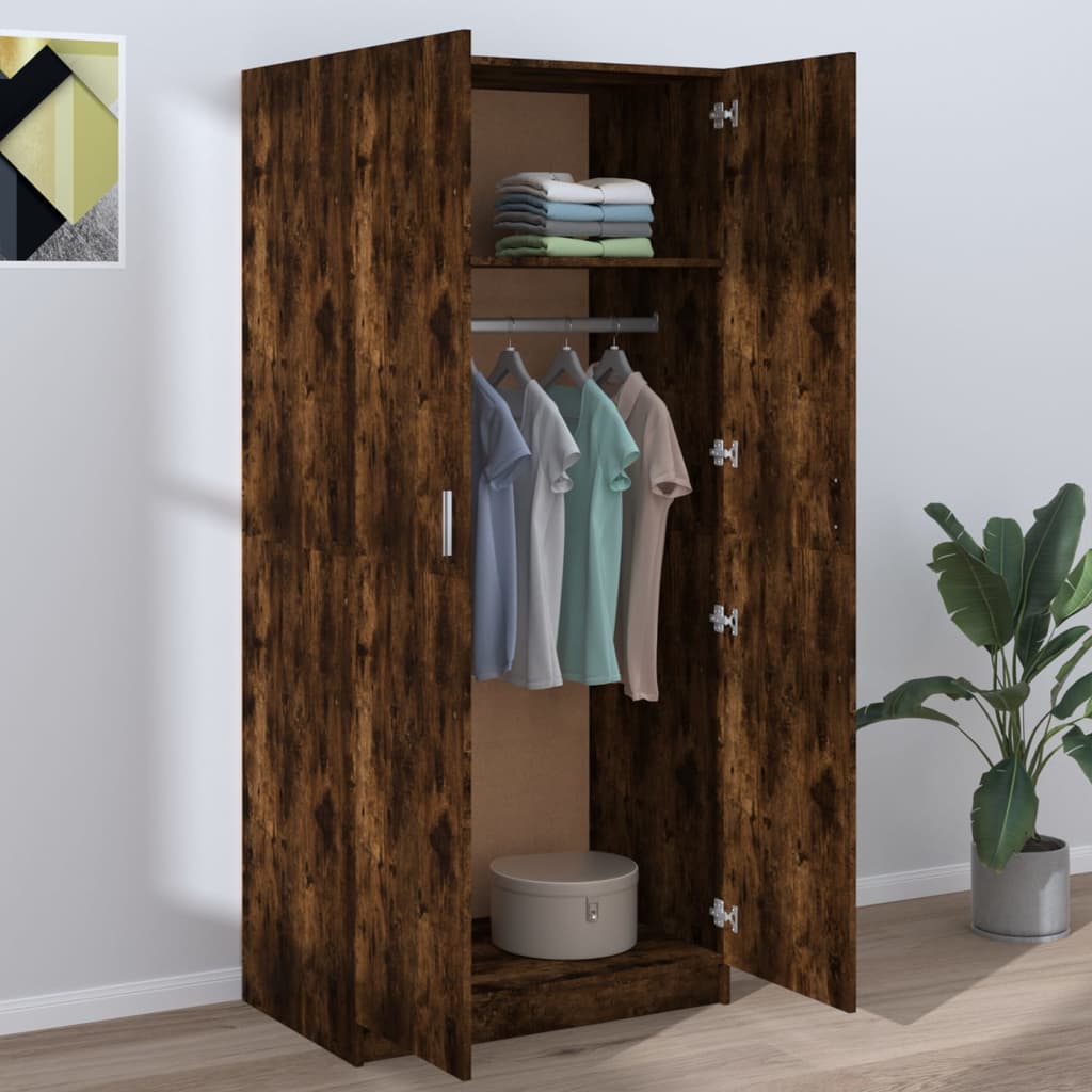 Wardrobe Smoked Oak 80x50x180 cm Engineered Wood