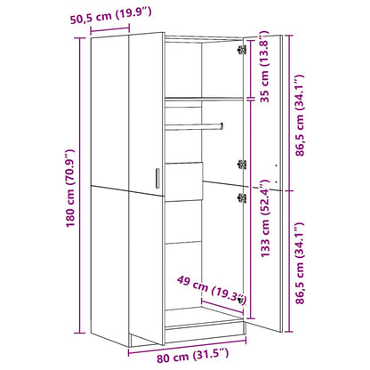 Wardrobe Grey Sonoma 80x50x180 cm Engineered Wood