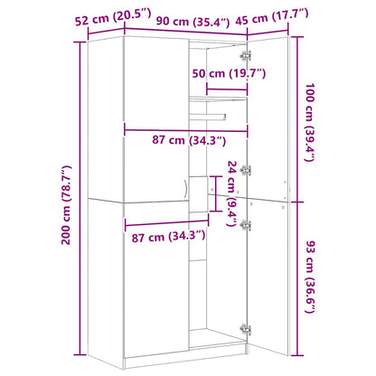 Wardrobe Grey Sonoma 90x50x200 cm Engineered Wood
