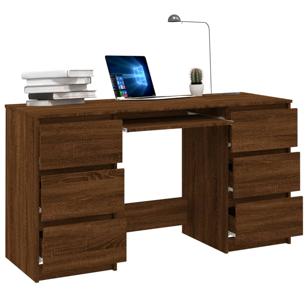 Writing Desk Brown Oak 140x50x77 cm Engineered Wood