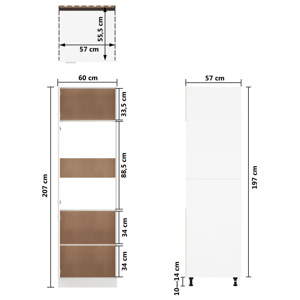 Refrigerator Cabinet Lyon Grey Sonoma 60x57x207 cm Engineered Wood