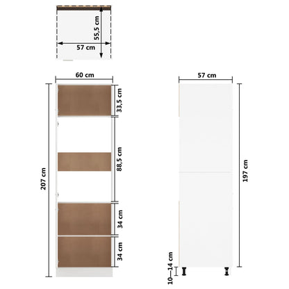 Refrigerator Cabinet Lyon Grey Sonoma 60x57x207 cm Engineered Wood