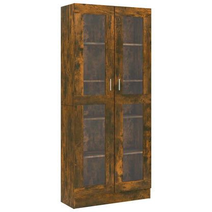 Vitrine Cabinet Smoked Oak 82,5x30,5x185 cm Engineered Wood