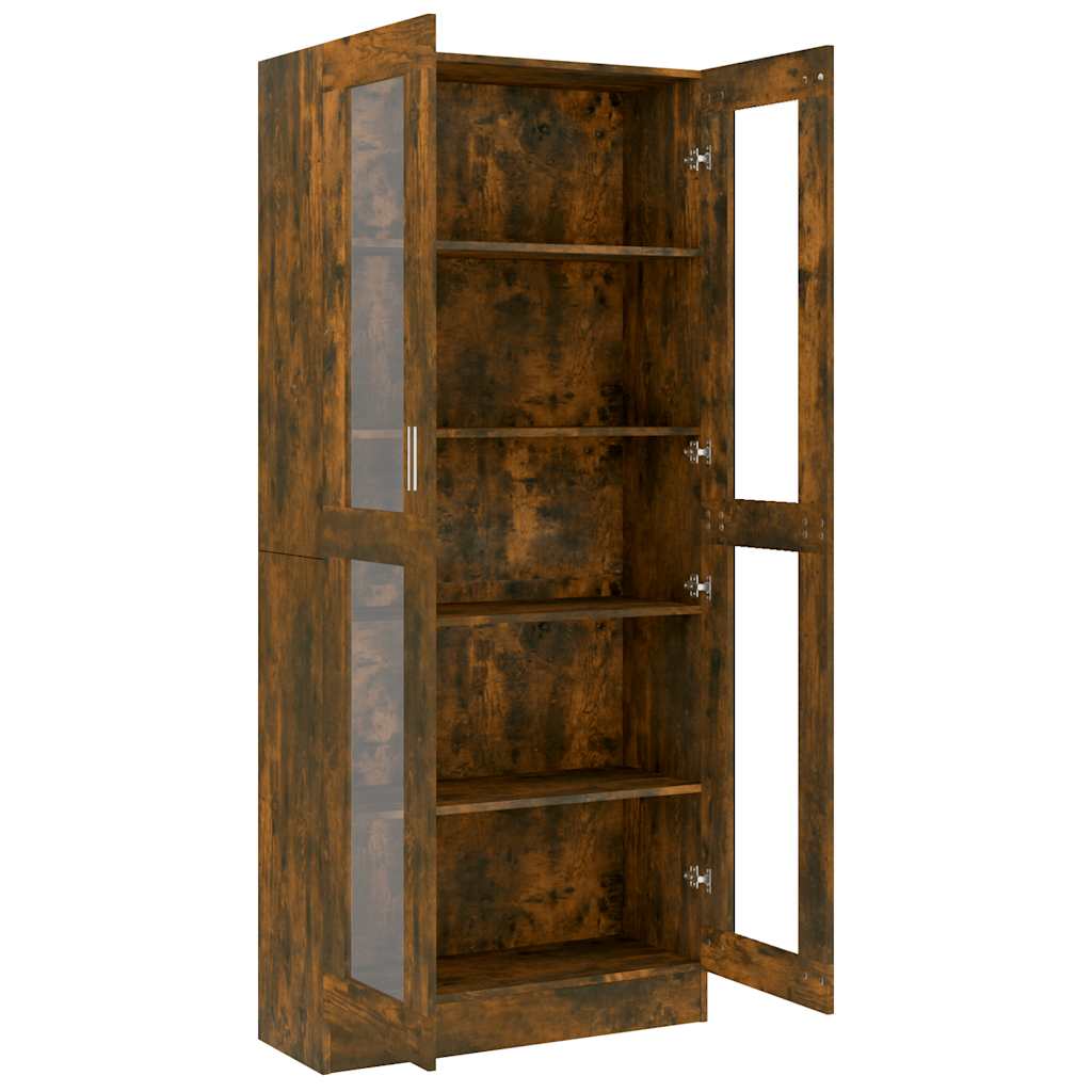 Vitrine Cabinet Smoked Oak 82,5x30,5x185 cm Engineered Wood