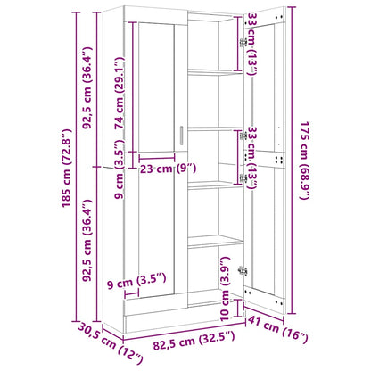 Vitrine Cabinet Smoked Oak 82,5x30,5x185 cm Engineered Wood