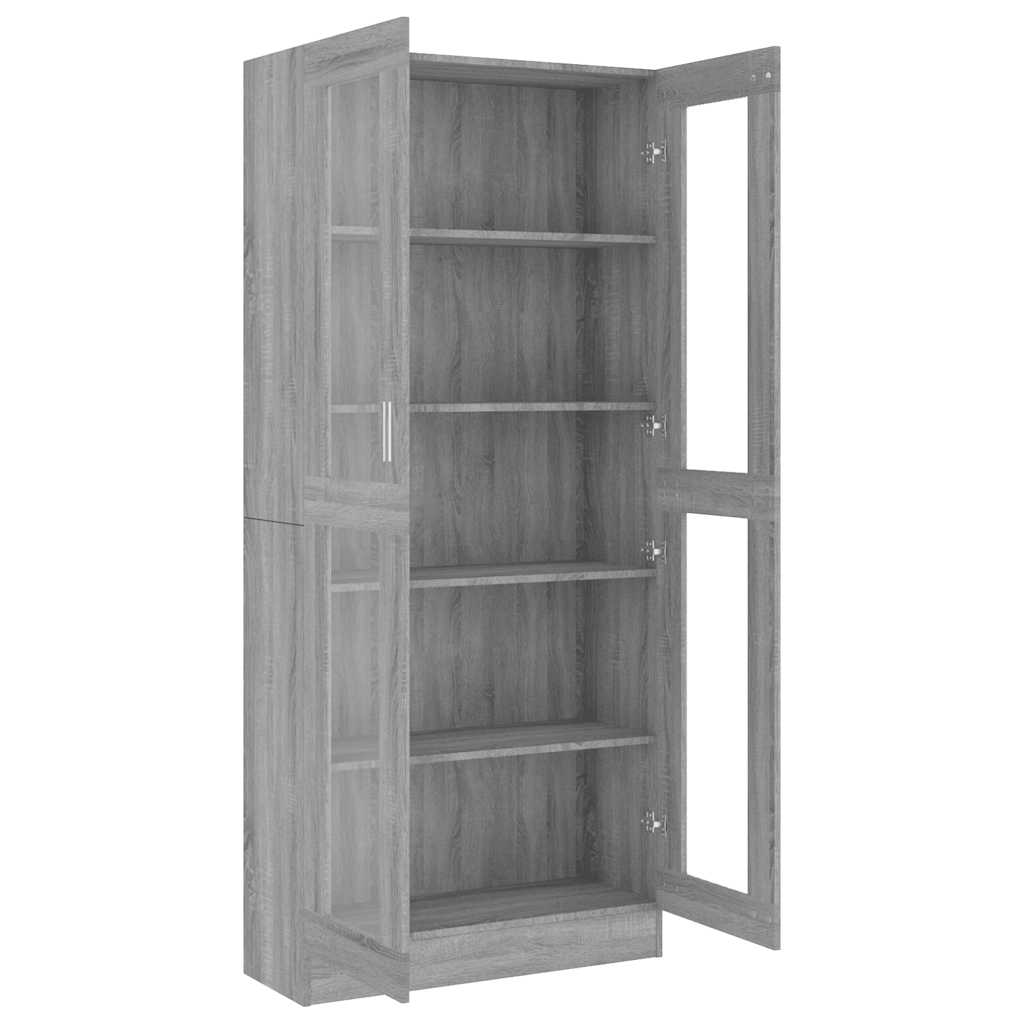 Vitrine Cabinet Grey Sonoma 82,5x30,5x185 cm Engineered Wood