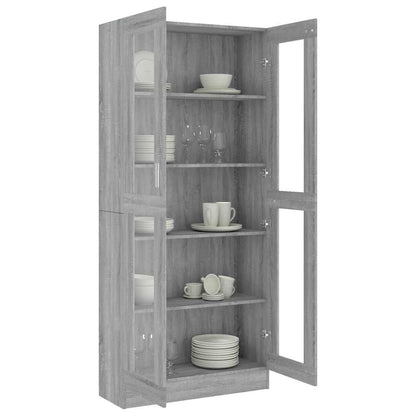 Vitrine Cabinet Grey Sonoma 82,5x30,5x185 cm Engineered Wood