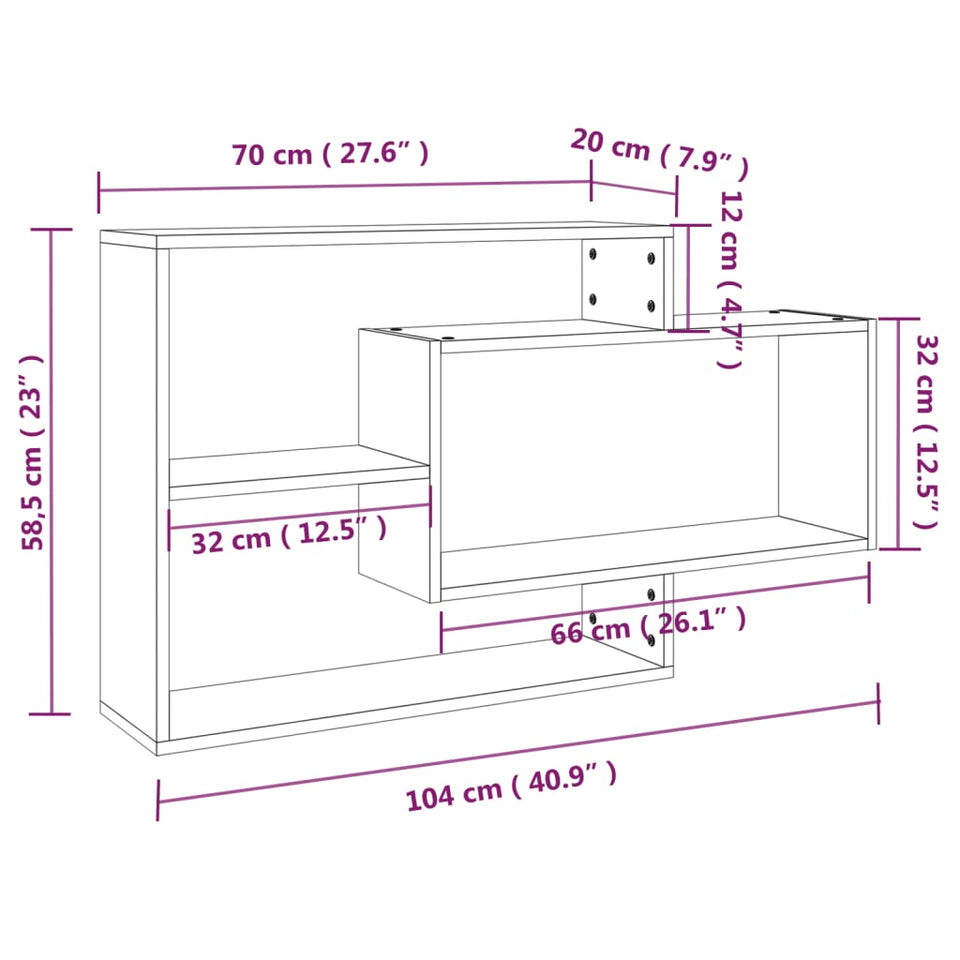 Wall Shelf Smoked Oak 104x20x58.5 cm Engineered Wood