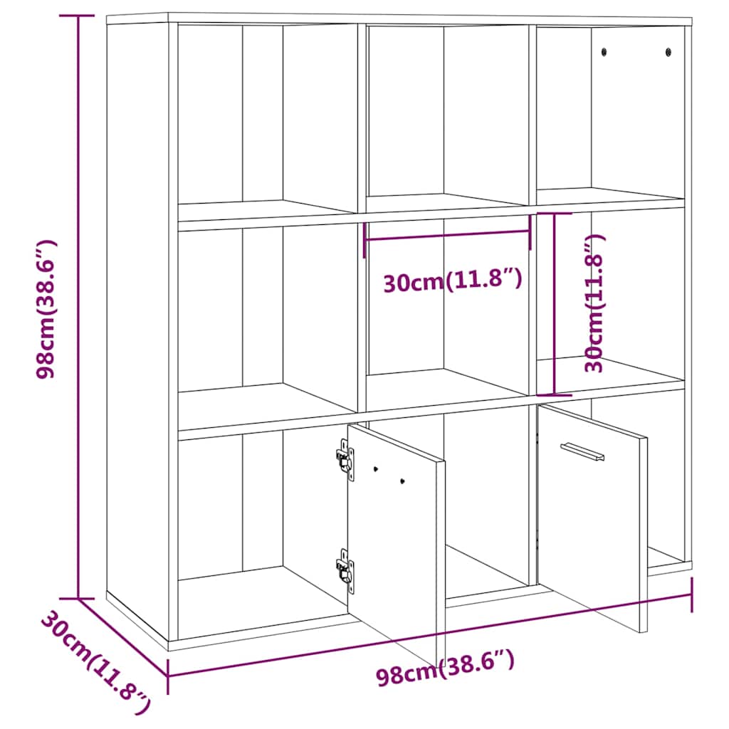 Book Cabinet Grey Sonoma 98x30x98 cm