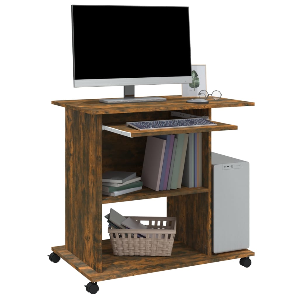 Computer Desk Smoked Oak 80x50x75 cm Engineered Wood