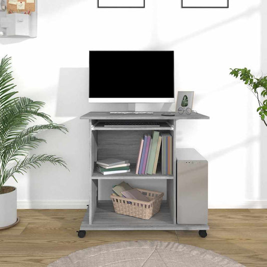 Computer Desk Grey Sonoma 80x50x75 cm Engineered Wood